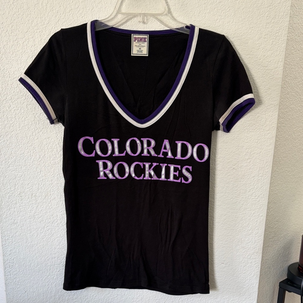 PINK Victoria's Secret Black and Purple Top